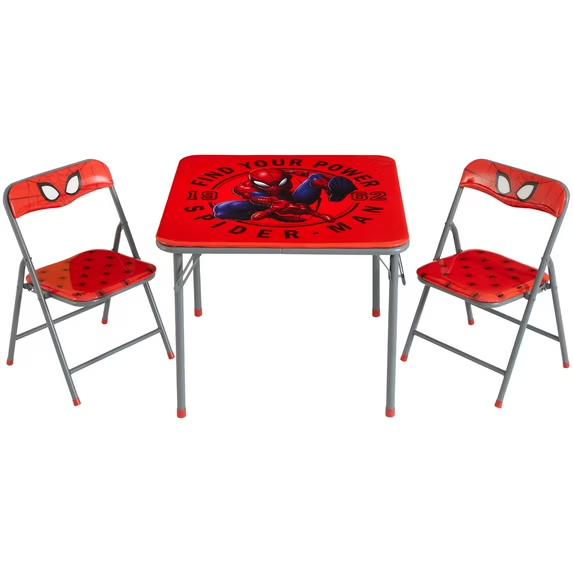 Marvel Spiderman Kids' 3-Piece Table and Chairs Set, Red