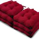Basic Beyond Chair Cushions for Dining Chairs 6 Pack, Chair Cushion with Ties and Non Slip Backing, 15.5 x 15.5 inches Tufted Chair Pads for Dining Chairs, Red