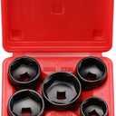 CASOMAN 5 Pieces 3/8" Drive Low Profile Oil Filter Socket Set, Oil Filter Cap Remover and Installer Tool Set, 6 Point, 24mm 27mm, 29mm, 32mm, 36mm, CR-V