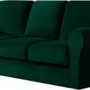 UNBBRRL 7 Pieces Couch Covers for Sofa, Replacement Ektorp Sofa Cover 3 Seat with 1 Main Cover/3 Seat Cushion Covers/3 Backrest Covers, Stretch Velvet Settee Cover 3 Seater (Dark Green,3 Seater)