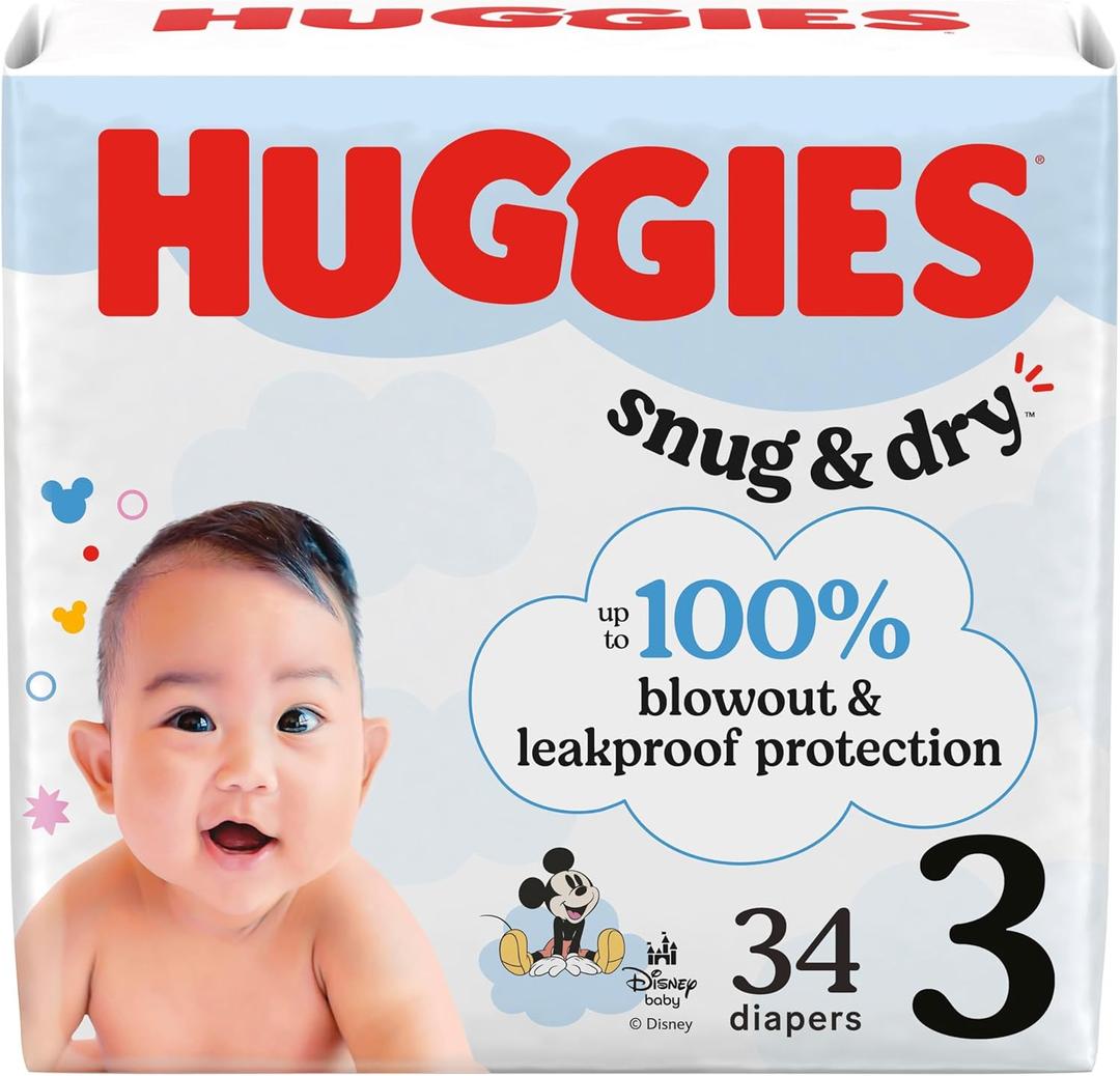 Huggies Size 3 Diapers, Snug & Dry Baby Diapers, Size 3 (16-28 lbs), 34 Count 