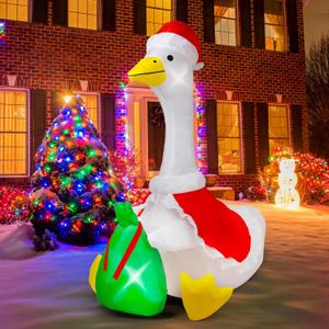 6 ft Christmas Porch Goose Inflatable Outdoor Decoration Large Xmas Cute Silly Goose Blow up Yard Decor with Built-in LED Light for Farm Animals for Lawn Garden Patio Holiday Party Indoor Outdoor