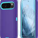 Qinmay Phone Case for Google Pixel 10 Pro XL Case with HD Screen Protector, Heavy Duty Shockproof & Drop proof 3-Layer Cover Phone Case (Purple Sky Blue, for Pixel 10 Pro XL)