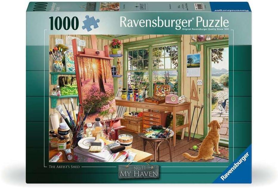 Ravensburger My Haven Artist's Shed 1000 Piece Jigsaw Puzzle | Relaxing Puzzle Imagery | Every Piece Unique with Softclick Technology | Durable Blueboard Made from Eco-Friendly Materials