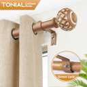 TONIAL Wood Curtain Rod 32 to 86 Inches, 7/8 Adjustable Curtain Rods for Windows 20 to 84 Inches, Splicing Drapery Rods Decorative with Netted Texture Finials