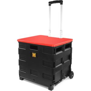 MaxWorks 50830 Collapsible Black Rolling 80 lb Capacity Folding Dolly Cart for Teachers - Multi-Functional Teacher Dolly with Extra Storage, Durable Wheels, and Easy-to-Fold Design for Classroom, Office, Shopping