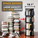 SpaceAid 4 Tier Rotating Bookshelf Tower, Spinning Bookcase Lazy Susan, Revolving 360 Book Shelf Storage Round Carousel, Vertical Rotate Turning Spiral Corner Organizer, Black