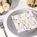 2 x Premium Designer Paper Napkins, 3-Ply 6.5 x 6.5-inches Fold Disposable Decorative Lunch Dinner Napkin (01-1.Fresh Bouquet Floral 20-Count, 6.5"x6.5",Luncheon Size)