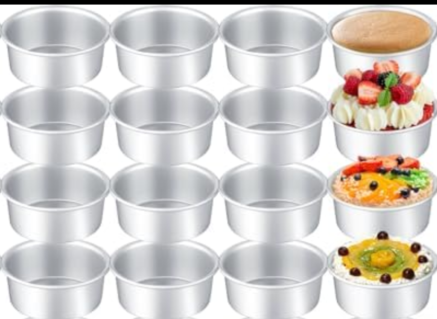 Domensi 26Pack Small 4 Inch Cake Pan Aluminum Mini Round Cake Baking Pans  Parchment Paper Rounds Non Toxic Healthy Leakproof Easy Clean Mirror Finish Dishwasher Safe