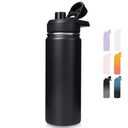 Fijinhom 18 oz Insulated Water Bottle with Handle, 304 Stainless Steel Water Bottles with Wide Mouth, Double Wall Vacuum Sports Water Bottle, BPA Free, Keep Cold and Hot, Black