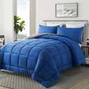 DOWNCOOL Blue/Grey Full Size Comforter Set - All Season Bedding with 2 Pillowcases - 3 Pieces Bed Set Down Alternative Comforter Set
