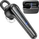 New Bee Bluetooth Earpiece Wireless Bluetooth Headset for Cellphone with 500mah Charging Case LED Battery Display, V5.1 Dual Mic Noise Cancelling Single Ear Hand-Free Headset for Office Call