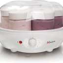 Euro Cuisine YM100 Automatic Yogurt Maker with 7 - 6oz Glass Jars & 15 Hour Timer, Electric Yogurt Maker with Auto Shut Off, Promote Gut Health