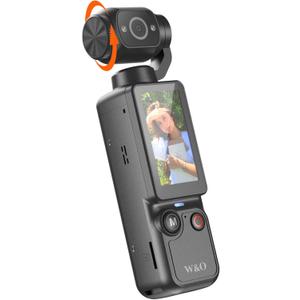 W & O Vlogging Camera with 180 Rotating Lens, Pocket Camera with Audio & Video Recording,7-Hour Battery, Handheld POV Cameras with 32GB, Easy One-Button Recording for Travel,Daily Life (Dark Gray)