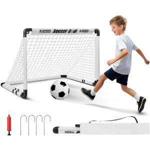 KETIEE Kids Soccer Goals for Backyard: 35" x 23" Mini Foldable Football Goals Set, Portable Kids Soccer Goal with Carry Bag & Soccer Ball for Garden Outdoor Indoor, Soccer Toy for Boys Girls Ages 3+ (Large)