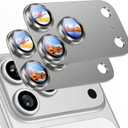 Uyiton Compatible with iPhone 17 Pro Camera Lens Protector - [Not Easy to Break][Strong Adsorption][Case-Friendly] Metal Tempered Glass Rear Camera Screen Cover - Natural Titanium, 2 Pack