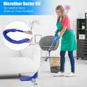 Microfiber Duster, 8PCS Feather Duster with 100 Inch Telescoping Extension Pole, Reusable Bendable Dusters, Washable Lightweight Dusters for High Ceiling, Fan, Blinds, Window, Corners, Blue