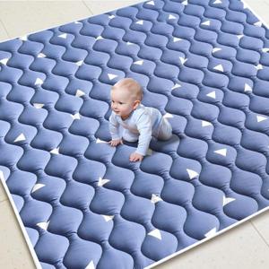 Premium Foam Baby Play Mat for Floor 79" X 71", Extra Large Soft Thicker Playmats for Babies, Toddlers, Infants, Foldable & Machine Washable Baby Crawling Mat for Playpen (Dream Blue)