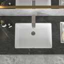 Sarlai Undermount Bathroom Sink Rectangular - 20 x 15 Inch Bathroom Sink Rectrangle Undermount Pure White Porcelain Ceramic Lavatory Vanity Vessel Sink