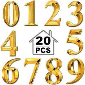 Jetec 3D Mailbox Numbers 0-9 Self Adhesive 2 Inch Address Numbers Stickers Door House Style Street Mailbox Sign for Apartment Home Office(Golden,20 Pieces)