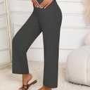 Huukeay Women's Cotton Linen Blend Maternity Pants, High Waisted Lounge Pregnancy Pants Over The Belly Trousers with Pockets (Black, S)