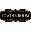 Powder Room Sign, Premium Durable Frosted Acrylic Material, Super Strong Self-Adhesive, Quick Installation, Suitable For Home, Office And Commercial Bathroom (9 * 3.5 Inches, Black/Gold)