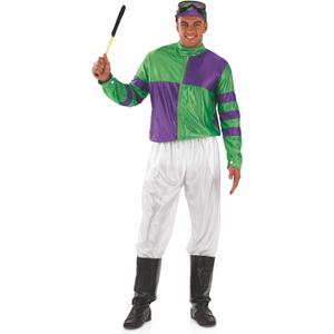 fun shack Horse Jockey Costume for Men, Adult Jockey Halloween Outfit, Equestrian Theme Dress-Up, Race Day Attire (Medium, Green)