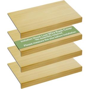 4 PCS Wire Rack Covers for Pantry Wood Grain, 24''W * 16''D (Ready to Use) Faux Wood Shelf Covers for Wire Shelving, Rustic Closet Shelves Covering Toppers - Bathroom, Kitchen, Garage