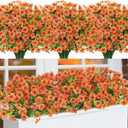 Bassion Fall Artificial Flowers for Outdoors, 16 Bundles Silk Fake Mums Autumn UV Resistant Faux Plants for Planter Outside Window Box Porch Patio Garden Home Fall Decorations (Orange)