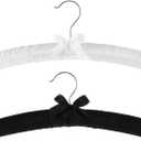 2 Pack 15 Inch Satin Padded Hangers - Bride Groom Hanger Wedding Dress Suit Hanger White and Black No Shoulder Bump Hangers