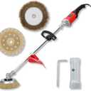 Electric Concrete Grinder & Polisher, 110V 6-Speed Heavy Duty Floor Grinder for Concrete, Cement & Wall Grinding, Rust, Paint & Coating Removal, 180mm Diamond Disc & 200mm Wire Brush
