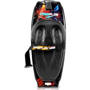 SereneLife Water Sport Kneeboard with Hook for Kids & Adults, Kneeboard with Strap for Boating, Waterboarding, Kneeling Boogie Boarding, Knee Surfing (Black/Red)