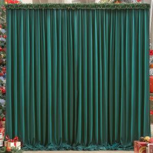 8x10FT Hunter Green Backdrop Curtains for Wedding Parties, Wrinkle Free Polyester Photography Backdrop Drapes for Christmas Birthday Parties Stage Background Stand Decorations 4x10ft,2 Panels