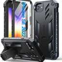 FNTCASE for iPhone SE 3rd/2nd Generation Case: for iPhone SE 2022/2020/8/7/6S/6 Phone Case Drop Protection Rugged Kickstand Military Grade Textured Shockproof Durable Cover