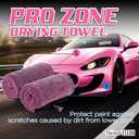 Fantasticlean Large Car Drying Towels- 2 Pack, 32 by 24'' - Premium Microfiber Cleaning Cloth with Dual-Colored Twisted Loop, Ultra Absorbent, Scratch-Free for Instant Car Detailing (Pink)