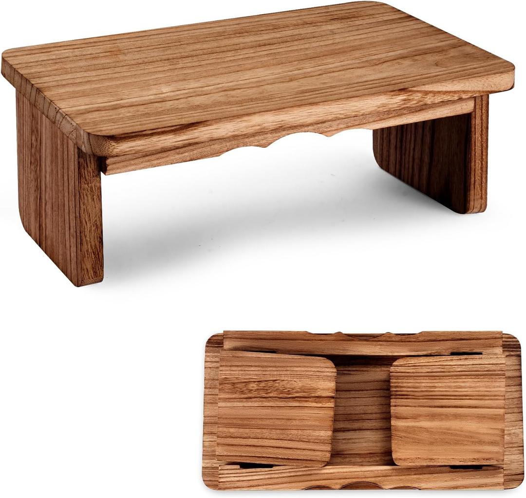 Folding Yoga Meditation Bench - Yoga Kneeling Bench for Adult, Wooden Zen Meditation Stool Kneeling Bench for Yoga Practice (Dark Brown)