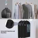 Garment Bags for Hanging Clothes and Travel with 4" Gusseted, Suit Cover for Clothes,Coats,Suit,Jackets,Dress,Shirts,Skirt. (Black-50"-3pcs-Double zipper-Thickened 80G Non-woven Fabric)