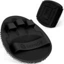 Silicone Body & Face Scrubber Set, 360 Anti-Slip & Hand-fit Silicone Shower Scrubber for Rich Foaming Deep Cleaning, Unique Facial Scrubber with Side-bristles for Contoured Areas (Black)