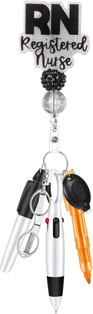 6 Pcs RN Nurse Badge Accessories Nurse Pen Set for RN Students(Black)