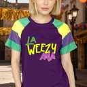 Fat Tuesday Shirt for Women La Weezy Ana T-Shirts New Orleans Carnival Tee Tops (Purple, S)