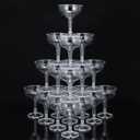 Potchen 100 Pcs Plastic Champagne Party Glasses 5 oz Clear Disposable Champagne Glasses Stackable Acrylic Martini Flutes Unbreakable Margarita Coupe for Wedding Birthday Party Bar(Classic), 10.5 cm x 8 cm