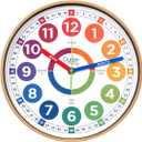 Oyster&Pop Learning Clock for Kids - Silent Telling The Time Teaching Clocks - Non-Ticking Kids Clocks for Bedrooms - Classroom Clocks for Teaching Time - Kids Learn to Tell Time Easily (10 inch, Multicolor)