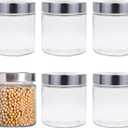 Lawei 6 Pack 27 Oz Clear Glass Jars with Stainless Steel Lids - Glass Food Canister Set Food Storage Jars for Cookie Rice Beans Pasta Snacks