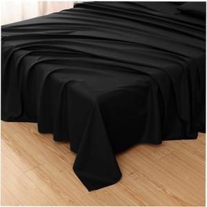 Ghooss Bedding Flat Sheets Only(1 Pack), Ultra Soft Brushed Microfiber Top Sheets, Wrinkle-Free-Twin, Black