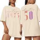 50th Birthday Gift for Women Vintage 1975 Shirt Letter Print Retro Party Tops Casual Short Sleeve Tee (Medium)