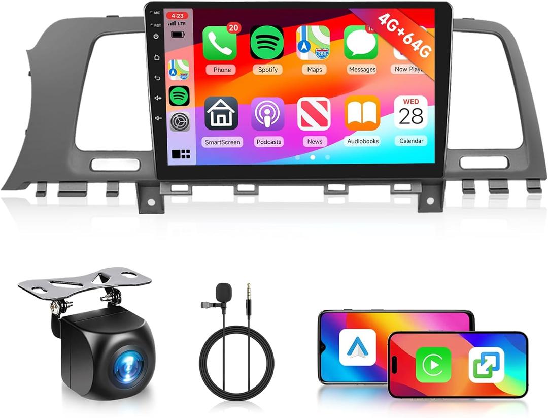 [4G+64G] Android Car Stereo for Nissan Murano 2008-2014 Radio with Wireless Carplay Android Auto Radio, Hodozzy 9 inch Touch Screen with GPS, Mirror Link, Bluetooth, WiFi, DSP, FM/RDS Radio