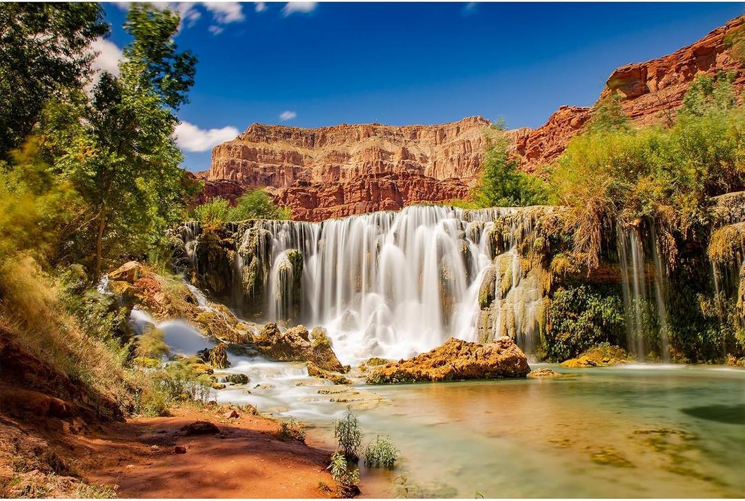 Waterfall Aquarium Background Falls Grand Canyon with Waterfalls and Greenery Terrarium Backgrounds Grand Canyon Desert Waterfall Fish Tank Background Canyon Reptile Tank Backgrounds 72x24in