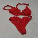 Women One Piece Swimsuit Slimming Cutout Fashoin Swimwear Metal Ring Bathing Suit Female Beachwear (X-Large, Red)