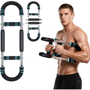 Twister Arm Trainer, Professional Adjustable Chest Shoulder Workout Equipment for Men & Women, Portable Detachable Upper Body Fitness with Anti-Slip Grips and 3 Resistance Levels (Blue)