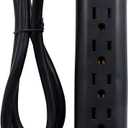 Prime Wire & Cable PB922009 6-Outlet Power Strip with Right Angle Plug and 14-3 SJT 3-Feet Cord, Black And GE RG6 Coaxial Cable, 15 Ft. F-Type Connectors